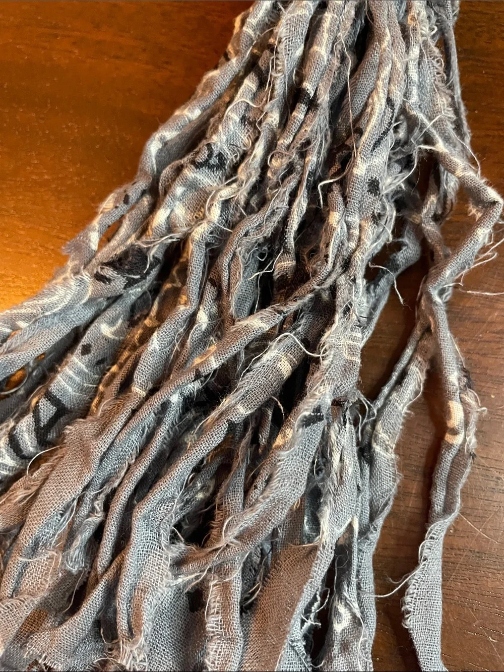 Y2K Frayed Bandana Tassel Keychain/Bag Charm in Gray